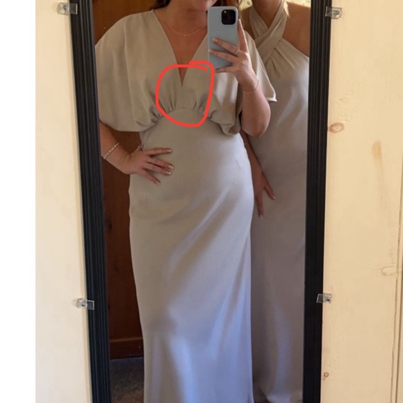 BHLDN LEILA DEEP-V FLUTTER-SLEEVE SATIN A-LINE GOWN - Picture 4 of 6